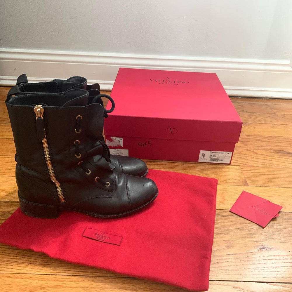 Kardashian Fave Valentino Leather Moto Boot 39.5